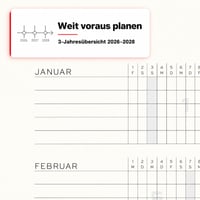LEUCHTTURM1917 Týždenný diár 2027 Medium (A5) s poznámkovým blokom – Plánovač, nemecký jazyk, čerešňová, mäkká väzba, január – december 2027, týždenný prehľad vľavo + poznámková strana vpravo 4