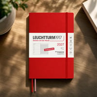 LEUCHTTURM1917 Týždenný diár 2027 Medium (A5) s poznámkovým blokom – Plánovač, nemecký jazyk, čerešňová, mäkká väzba, január – december 2027, týždenný prehľad vľavo + poznámková strana vpravo 3