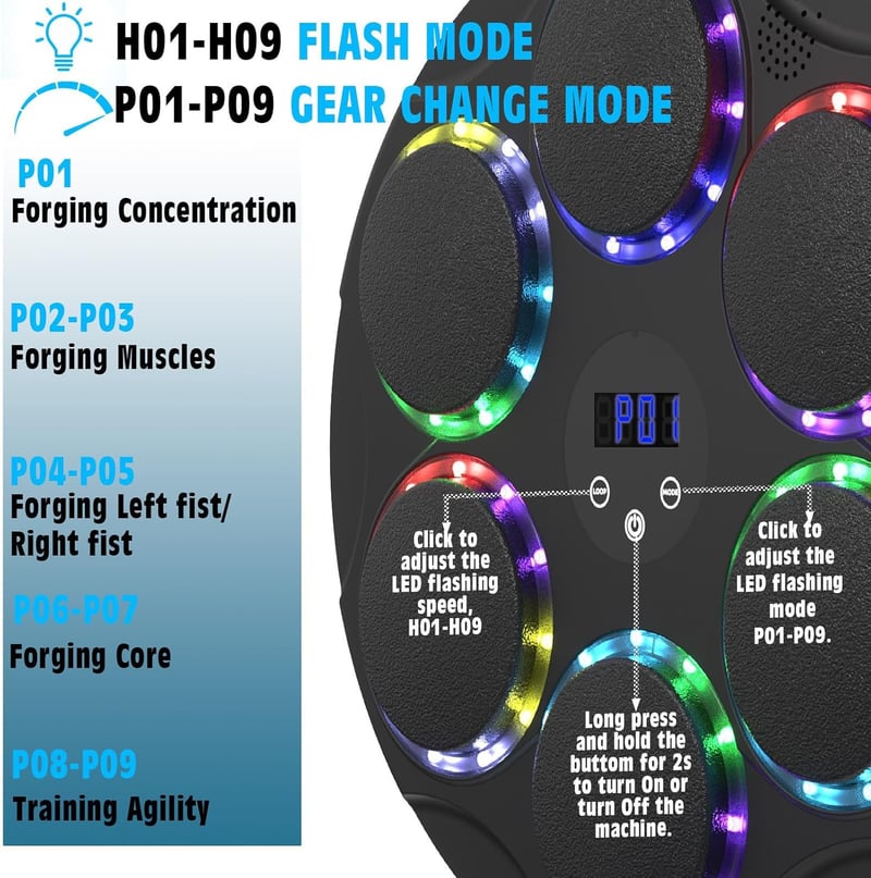 LeuKoles 17,3" LED Bluetooth Zenés Boxzsák Falra Szerelhető 9 Sebességgel