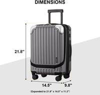 LEVEL8 55cm-es Bővíthető Kabin Bőrönd TSA Zárral, Könnyű ABS+PC Merev Utazótáska 4 Forgó Kerékkel 9