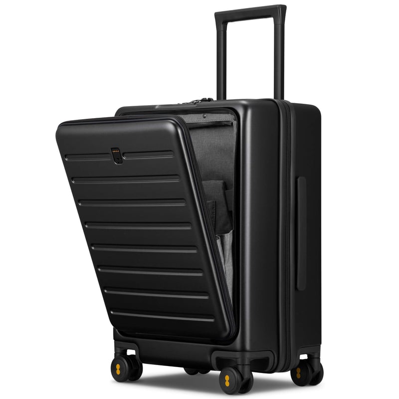 Tvrdý kufor na palubu LEVEL8 s priehradkou na notebook, TSA zámok, 4 kolieska – 55 cm, čierny
