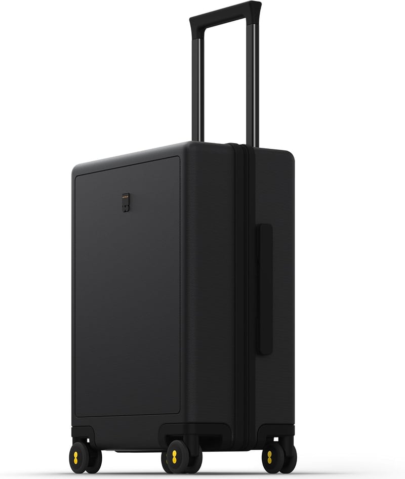 LEVEL8 Kézipoggyász Bőrönd Fekete, Könnyű Polikarbonát Keményfedeles Trolley, 8 Görgős Gyémánt Textúrás Elegáns Utazótáska 35x23x51cm