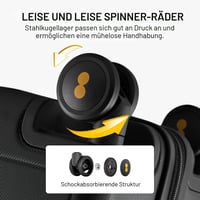 LEVEL8 könnyű kemény bőrönd 55cm, polikarbonát utazótáska, 8 kerekű spinner koffer, fekete 3