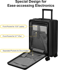 LEVEL8 Utazó Bőrönd Laptop Rekesszel, Könnyű Fedélzeti Poggyász TSA Zárral 3