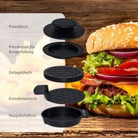 Levivo Hamburger Présgép 5 Részes Szett Antilengő Papírral Húspogácsa Készítéshez 3