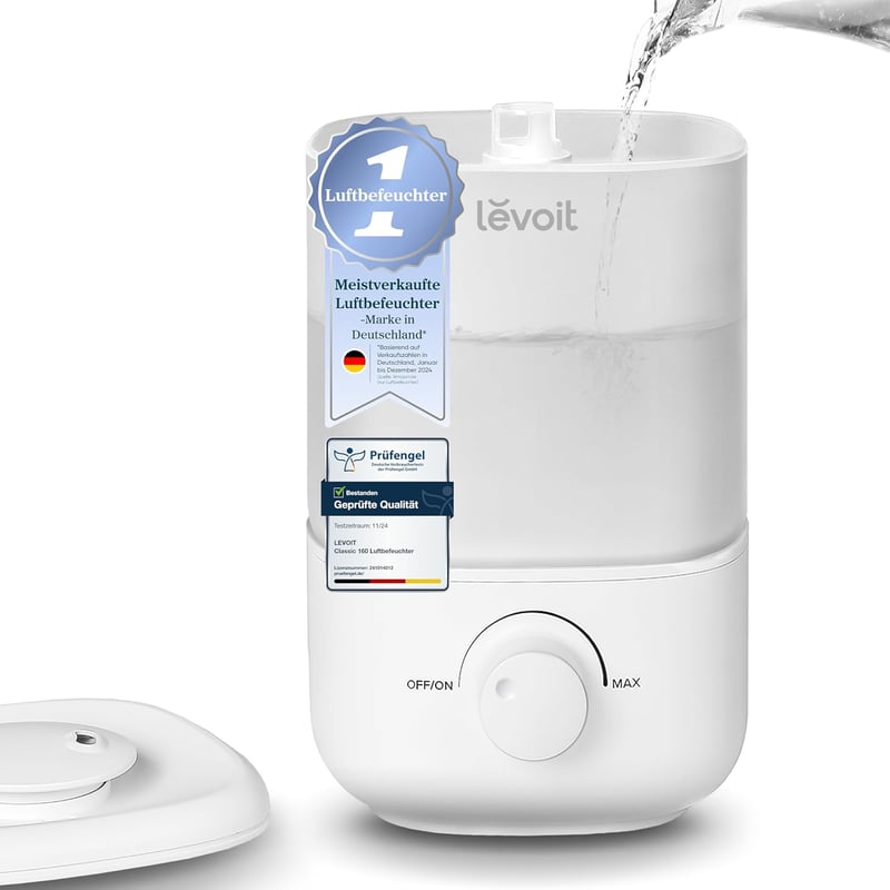 Levoit 2.5L Halk Párásító 23dB, 25 Órás Üzemidő, 360° Forgó Fúvóka, Gyerekszoba és Autó