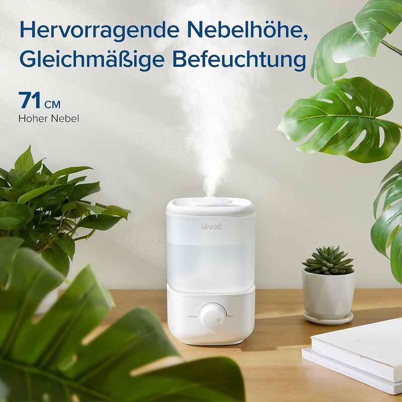 Levoit 2.5L Halk Párásító 23dB, 25 Órás Üzemidő, 360° Forgó Fúvóka, Gyerekszoba és Autó