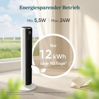 Stĺpový ventilátor Levoit s DC motorom, 92 cm, tichý chod 20 dB, 7,9 m/s, 4 režimy, 12 rýchlostí, 12-hodinový časovač, diaľkové ovládanie, 24 W, biely 6