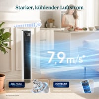 Stĺpový ventilátor Levoit s DC motorom, 92 cm, tichý chod 20 dB, 7,9 m/s, 4 režimy, 12 rýchlostí, 12-hodinový časovač, diaľkové ovládanie, 24 W, biely 4