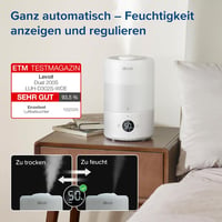 Levoit Smart Párásító 20dB Csendes, 3L Gyermekszoba Baba Növény, 360° Forgó Fúvóka, Páratartalom Érzékelő 2