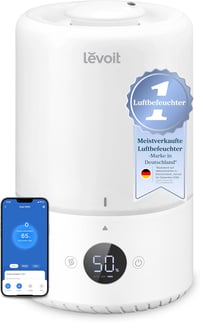 Levoit Smart Párásító 20dB Csendes, 3L Gyermekszoba Baba Növény, 360° Forgó Fúvóka, Páratartalom Érzékelő 4