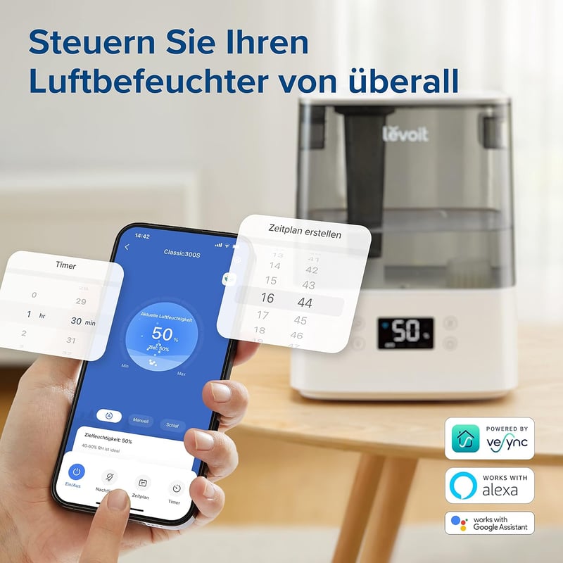 Levoit Smart Párásító 47m² Okos Vezérléssel Alexa Kompatibilis Szürke