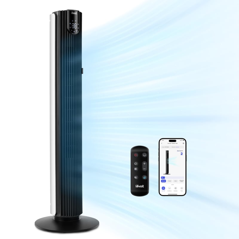 Ventilator turn inteligent Levoit - negru - 106 cm, 12 trepte, WiFi, 25 dB