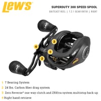 Mulinetă Baitcasting Lew's SuperDuty 300 Speed – Raport de recuperare 7,2:1, Mâna dreaptă, 190/35,6-88,9 cm, Mulinetă multiplicatoare pentru spinning 2