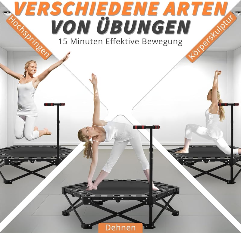 LEWGEE 106 cm Fitness Trambulin Magasságállítható Fogantyúval 150 kg Terhelhetőség