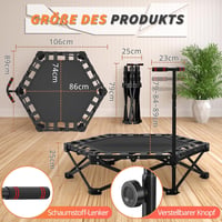 LEWGEE 106 cm Fitness Trambulin Magasságállítható Fogantyúval 150 kg Terhelhetőség 3