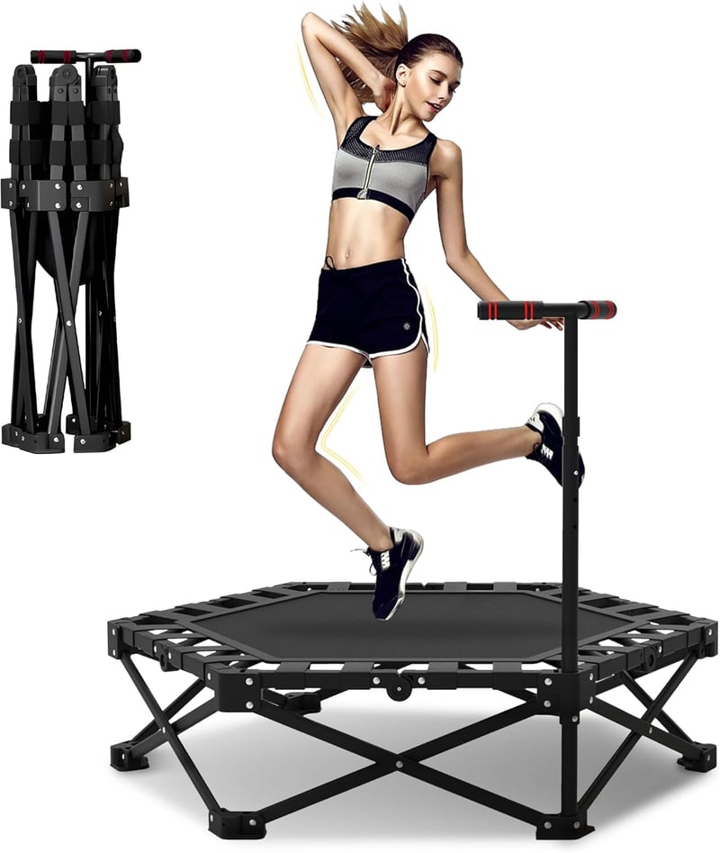 LEWGEE 106 cm Fitness Trambulin Magasságállítható Fogantyúval 150 kg Terhelhetőség