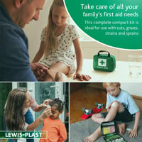 Trusă de prim ajutor Lewis-Plast Premium, 90 piese - cu soluție pentru spălarea ochilor, 2 pachete de gheață și pătură de urgență - pentru acasă, mașină, birou, călătorii - verde 3