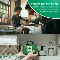 Trusă de prim ajutor Lewis-Plast Premium, 90 piese - cu soluție pentru spălarea ochilor, 2 pachete de gheață și pătură de urgență - pentru acasă, mașină, birou, călătorii - verde 5