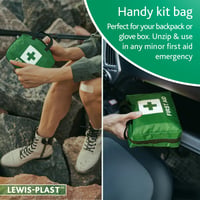 Trusă de prim ajutor Lewis-Plast Premium, 90 piese - cu soluție pentru spălarea ochilor, 2 pachete de gheață și pătură de urgență - pentru acasă, mașină, birou, călătorii - verde 6