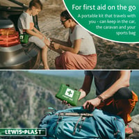 Trusă de prim ajutor Lewis-Plast Premium, 90 piese - cu soluție pentru spălarea ochilor, 2 pachete de gheață și pătură de urgență - pentru acasă, mașină, birou, călătorii - verde 4