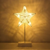 Lewondr Csillag Alakú Asztali Lámpa - Elemes LED Dekoráció Karácsonyra, Esküvőre - Meleg Fehér Fényű Éjjeli Lámpa Gyerekszobába, Nappaliba 1