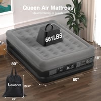 Lewondr Dupla Felfújható Matrac Beépített Pumpával 203x152 cm Szürke - Grey 5