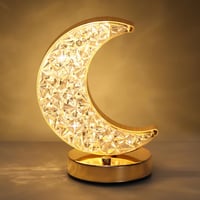 Lewondr Félhold Asztali Lámpa - 3 Színű Fokozatmentesen Szabályozható LED, USB-s Tölthető Éjjeli Fény, Dekoratív Holdvilág Hálószobába, Napp 1