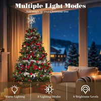 Lewondr Karácsonyfacsúcs Fém Hópehely 15 LED Fénygömbbel - USB Működtetésű Távirányítós Karácsonyfa Dísz 6 Órás Időzítővel, 8 Fénymóddal 2