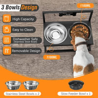 Lewondr Magasított Kutyatál Állvány 3 Fokozatú Állítható Rozsdamentes Tálakkal - 3 heights 3 bowls 5