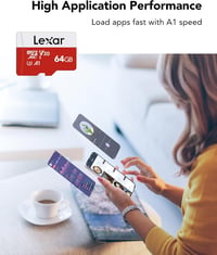 Lexar 64GB Micro SD kártya UHS-I U3 A1 V30 100MB/s 4K videóhoz - 64 GB 3