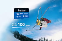 Lexar 64GB microSDXC UHS-I memóriakártya, 100MB/s olvasási sebesség, A1 C10 U3 V30 3