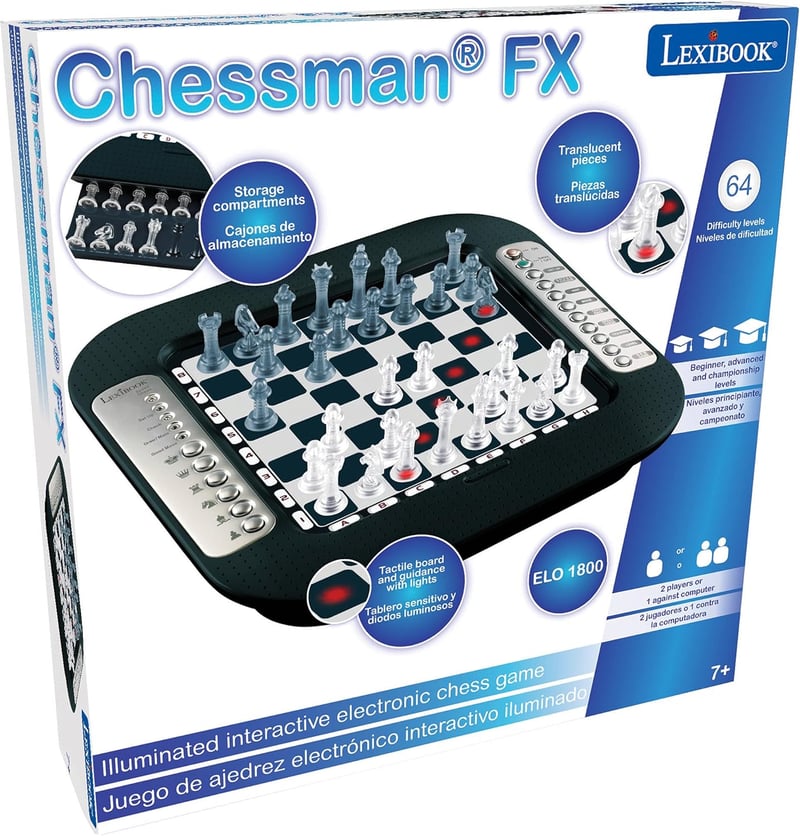 Lexibook Chessman FX Elektronikus Sakk Játék Érintésérzékeny Billentyűzettel, 64 Nehézségi Szinttel, Fény- és Hangeffektusokkal, 7+ Éves Kor