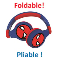Lexibook HPBT010SP Pókember 2 az 1-ben Bluetooth és vezetékes gyerek fejhallgató, összecsukható - piros/kék 6