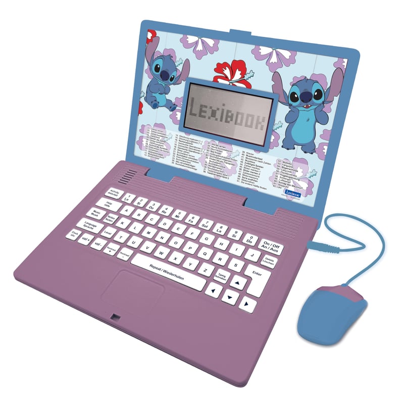 Detský vzdelávací počítač Lexibook JC598Di3 Disney Stitch, dvojjazyčný (nemčina/angličtina), 124 aktivít, písanie, matematika, logika, hudba, fialovo-modrý