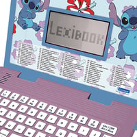 Detský vzdelávací počítač Lexibook JC598Di3 Disney Stitch, dvojjazyčný (nemčina/angličtina), 124 aktivít, písanie, matematika, logika, hudba, fialovo-modrý 5