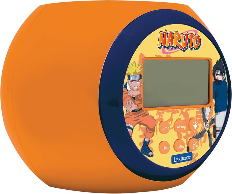 Lexibook Naruto RL977NA Kivetítős Ébresztőóra Időzítővel, Éjszakai Fény, Narancs