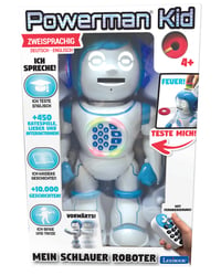 Dvojjazyčný vzdelávací robot Lexibook Powerman Kid ROB90DE – kráčajúca, tancujúca, spievajúca, programovateľná STEM hračka – príbehy a kvízy v nemčine a angličtine 5
