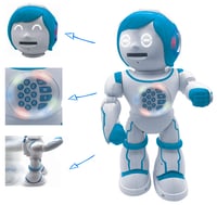 Dvojjazyčný vzdelávací robot Lexibook Powerman Kid ROB90DE – kráčajúca, tancujúca, spievajúca, programovateľná STEM hračka – príbehy a kvízy v nemčine a angličtine 8