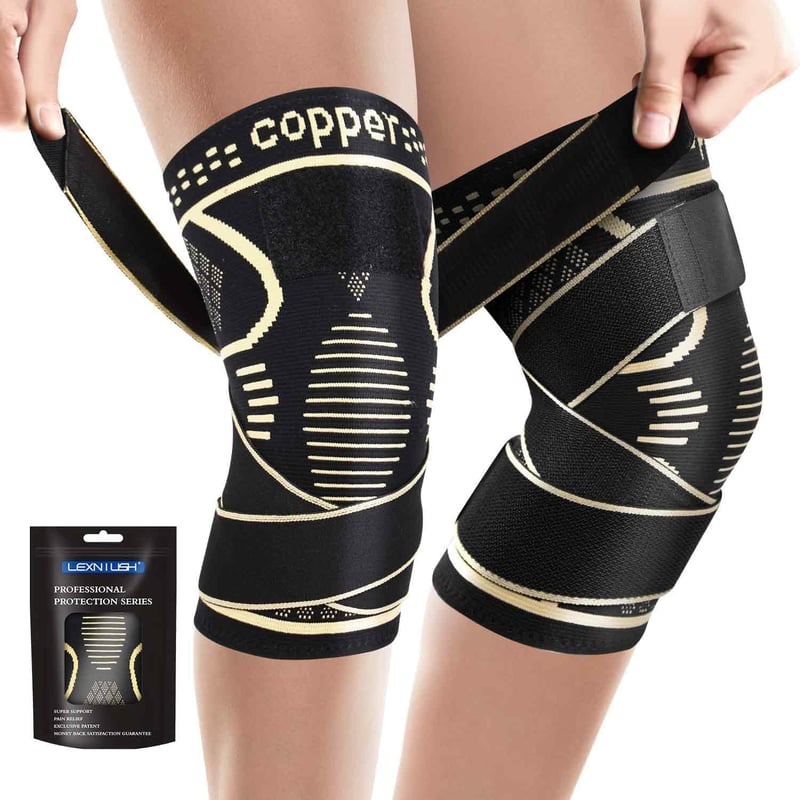 Lexniush Knee06X kompressziós térdvédő, 2 db - fekete, 3XL-es méret