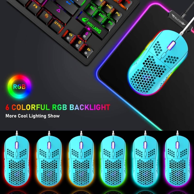 LexonElec K550 Gaming Billentyűzet és M1 Egér Szett Egérpaddal - Vezetékes Gamer Kombó PC-hez
