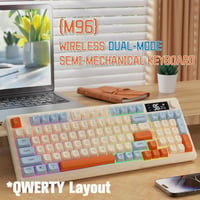 LexonElec M96 Vezeték Nélküli Gaming Billentyűzet - Bluetooth 5.0 & 2.4G Kettős Mód, Kijelzővel, PBT Keycap, 3000 mAh Akkumulátor, Kék 2