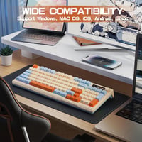 LexonElec M96 Vezeték Nélküli Gaming Billentyűzet - Bluetooth 5.0 & 2.4G Kettős Mód, Kijelzővel, PBT Keycap, 3000 mAh Akkumulátor, Kék 9