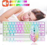 LexonElec Vezeték Nélküli Gaming Billentyűzet Egér Szett 2.4GHz RGB Világítás 61 Gombos Mechanikus Érzet 3800mAh Akkumulátor Fehér 8