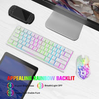 LexonElec Vezeték Nélküli Gaming Billentyűzet Egér Szett 2.4GHz RGB Világítás 61 Gombos Mechanikus Érzet 3800mAh Akkumulátor Fehér 9
