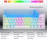 LexonElec Vezeték Nélküli Gaming Billentyűzet Egér Szett 2.4GHz RGB Világítás 61 Gombos Mechanikus Érzet 3800mAh Akkumulátor Fehér 6