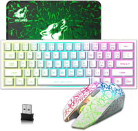 LexonElec Vezeték Nélküli Gaming Billentyűzet Egér Szett 2.4GHz RGB Világítás 61 Gombos Mechanikus Érzet 3800mAh Akkumulátor Fehér 1