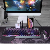 Káblová herná súprava klávesnice a myši LexonElec s RGB LED podsvietením, 104 kláves, s kovovým panelom, opierkou na zápästie, USB, 2400 DPI 9