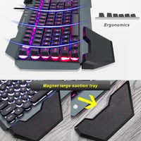 Káblová herná súprava klávesnice a myši LexonElec s RGB LED podsvietením, 104 kláves, s kovovým panelom, opierkou na zápästie, USB, 2400 DPI 6