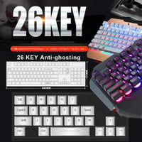 Káblová herná súprava klávesnice a myši LexonElec s RGB LED podsvietením, 104 kláves, s kovovým panelom, opierkou na zápästie, USB, 2400 DPI 8